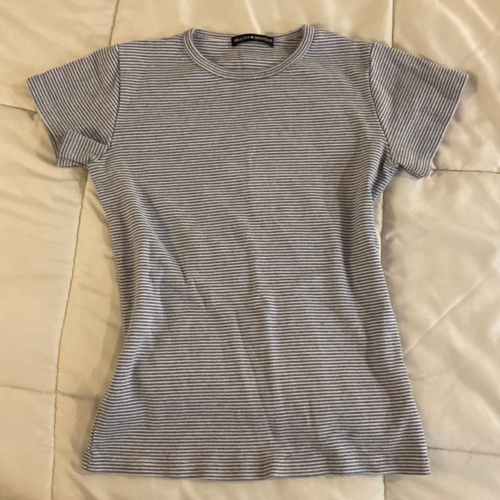 brandy melville blue and white stripped t shirt